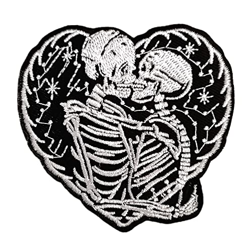 BPA Skelett Herz Aufnäher, Patches zum Aufbügeln, Bügel Flicken von BPA