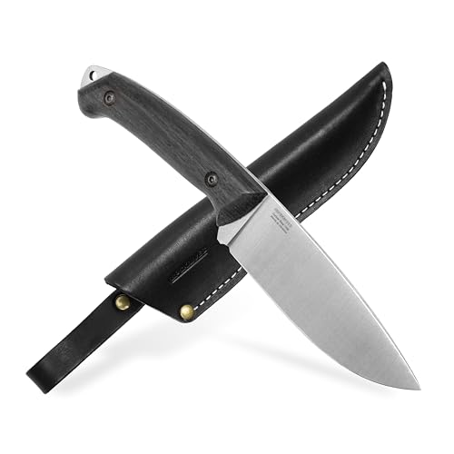 BPS Knives Savage - Scharfe Carbonstahl Feststehende Klinge Bushcraft Messer - mit Lederscheide - Outdoor Vollständig durchgehendes Messer - Überlebens-Camp-Messer von BPSKNIVES