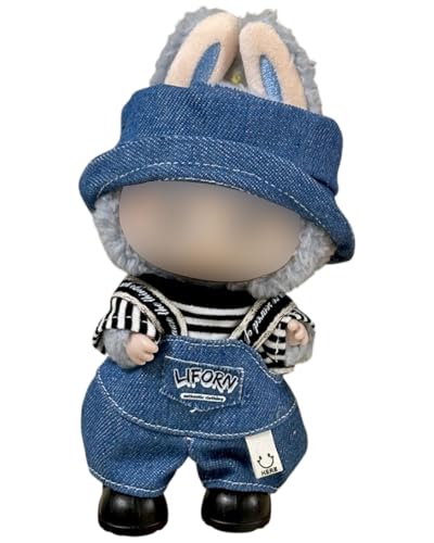 BPTRKOM 1 Set Kleidung Set für 17cm Plüschfiguren - DIY Kuscheltier Outfit mit Hoodie für Sammler & Kinder(Denim-Stil)(Es Wird nur Kleidung verkauft,Puppen sind Nicht im Lieferumfang enthalten) von BPTRKOM
