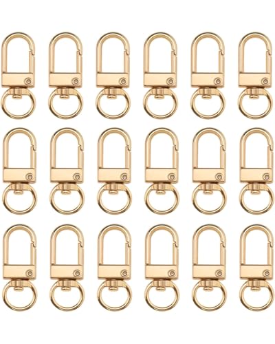 BPTRKOM 30 Stück Karabinerhaken - Drehbare Verschlüsse Karabiner Schnallen Dreh Snap Ring Haken Schlüsselanhänger Schwenker Schlüsselring für DIY Taschen Basteln Geldbeutel Rucksack Gold (Gold) von BPTRKOM