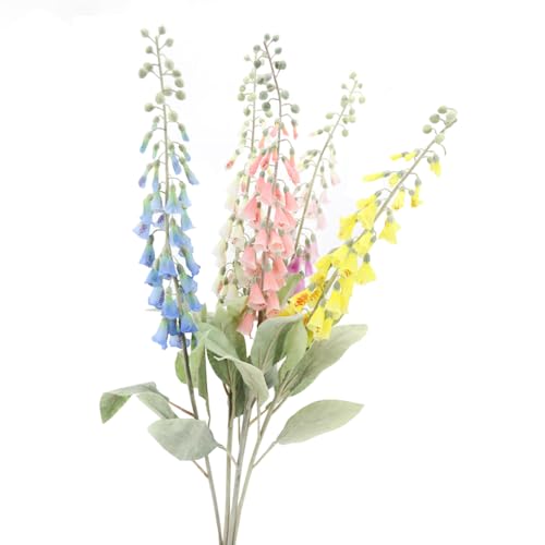 BQEE Künstliche Digitalis Purpurea Fingerhut Blumen M/L für Home Office Hochzeit Dekoration (Weiß, L) von BQEE