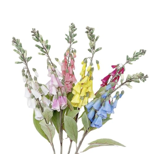 Künstliche Digitalis Purpurea Fingerhut Blumen M/L für Home Office Hochzeit Dekoration (Blau, M) von BQEE