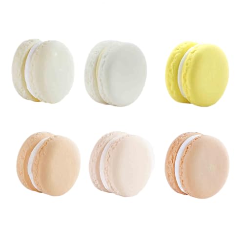 Realistische Macaron-Dekoration – 6 Stück Macaron-Simulationsrequisiten aus Ton für Fotografie, Zuhause, Küche, Bäckereiladen, Party-Dekoration, nicht essbar, 4 x 2,5 cm (Rosa) von BQEE