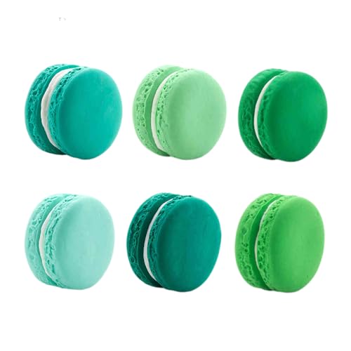 Realistische Macaron-Dekoration – 6 Stück Macaron-Simulationsrequisiten aus Ton für Fotografie, Zuhause, Küche, Bäckereiladen, Party-Dekoration, nicht essbar, 4 x 2,5 cm (grün) von BQEE