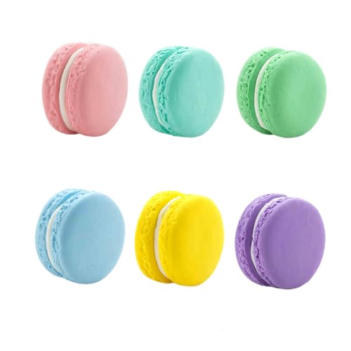 Realistische Macaron-Dekoration – 6 Stück Ton-Macaron-Simulationsrequisiten für Fotografie, Zuhause, Küche, Bäckereiladen, Party-Dekoration, nicht essbar, 4 x 2,5 cm (Regenbogen 1) von BQEE