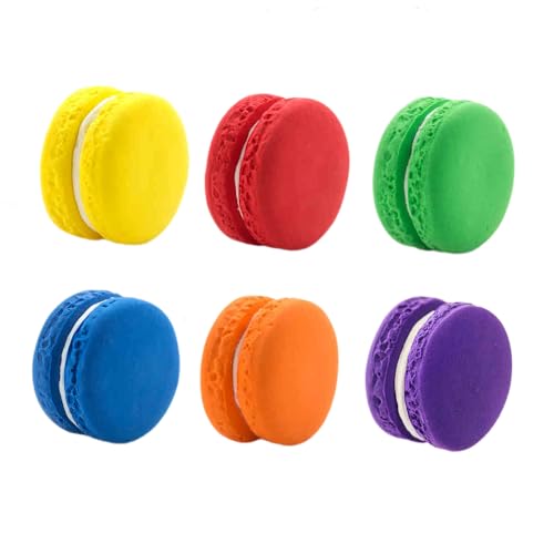 Realistische Macaron-Dekoration – 6 Stück Ton-Macaron-Simulationsrequisiten für Fotografie, Zuhause, Küche, Bäckereiladen, Party-Dekoration, nicht essbar, 4 x 2,5 cm (Regenbogen 2) von BQEE