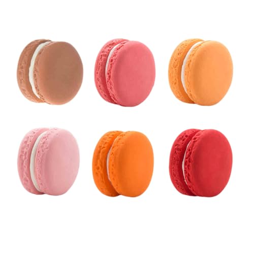 Realistische Macaron-Dekoration – 6 Stück Ton-Macaron-Simulationsrequisiten für Fotografie, Zuhause, Küche, Bäckereiladen, Party-Dekoration, nicht essbar, 4 x 2,5 cm (rot) von BQEE