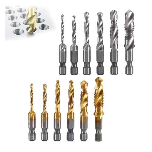 3 In 1 Spiral Tap Hex Shank Drill Bit Set, Professional Thread Tap Drill Bit Set, Metric Combination Threading Tools Kit(Mix) von BQLFPOIHP
