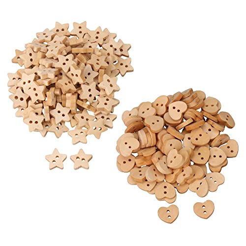 BQLZR Holzknöpfe in Sternform, 2 Löcher, Herzform, 13 mm, 200 Stück BQLZR Holzknöpfe in Sternform, 2 Löcher, Herzform, 13 mm, 200 Stück von BQLZR