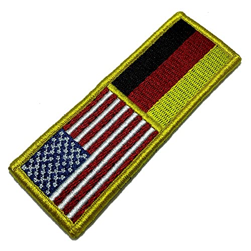 BPUSDEV031 USA Deutschland Flagge bestickt Patch Gold Border Uniform Kart Kimono Hakenverschlüsse Befestigung an taktischen Hüten und Zahnrädern von BR44