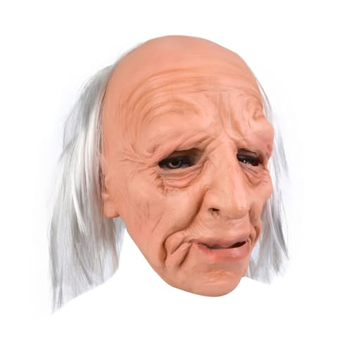 BRABOSTON Halloween-Gesichtsbedeckung, gruselige Maskerade, alter Mann, Party, voller Kopf, gruseliger alter Mann, Halloween, Vollkopf-Maskerade für Party von BRABOSTON