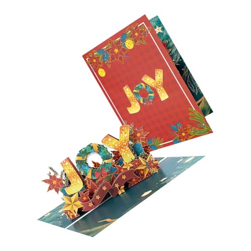 JOYs Themed Popup Holiday Card Generous Writing Area Christmas Greeting Card With Envelope For Family Friend Recycled Paper Christmas Cards von BRABOSTON