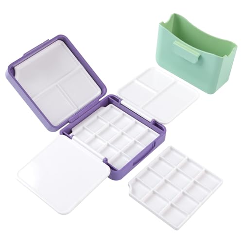 Luftdichte Farbpalettenbox mit Pinselreiniger für Aquarell, Reisen, Malpaletten, Box mit Pinsel, Unterlegscheibe, Aquarellpalette von BRABOSTON
