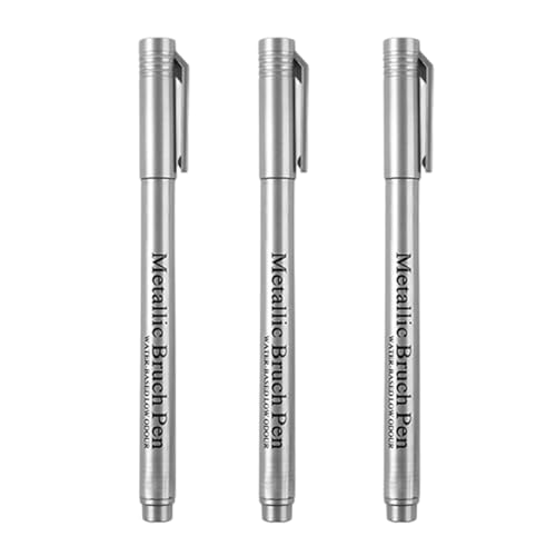 Metallic-Textmarker, wasserfest, Metallic-Lack-Marker für Kartenherstellung, Schreiben, Unterschriften, Scrapbooking, Kunstwerke, wasserabweisend, zum Schreiben und Zeichnen, 3 Stück Metallic-Textmarker, wasserfest, Metallic-Lack-Marker für Kartenherstellung, Schreiben, Unterschriften, Scrapbooking, Kunstwerke, wasserabweisend, zum Schreiben und Zeichnen, 3 Stück von BRABOSTON