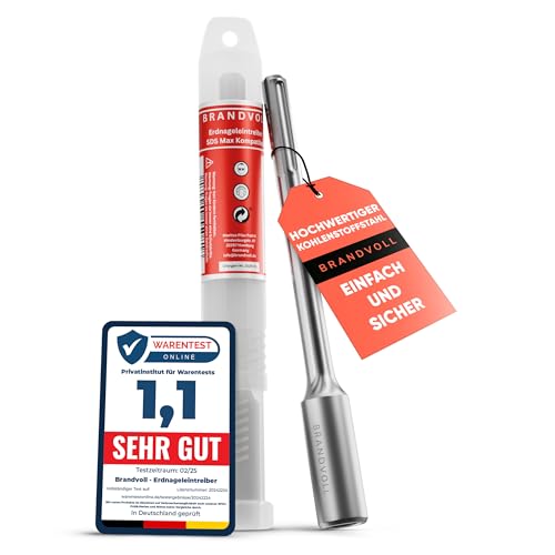 Brandvoll® SDS Max Erdnageleintreiber perfekt um Tiefenerder, Erdungsspieße, Staberder zu versenken. L 250 mm, Ø 25 mm Außen, Ø 20,8 mm Innen von BRANDVOLL