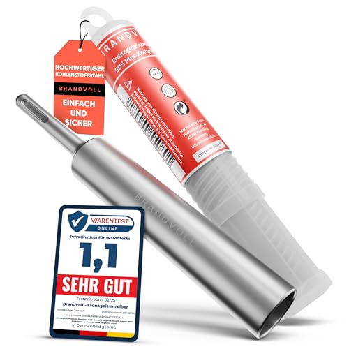 Brandvoll® SDS Plus Erdnageleintreiber perfekt um Tiefenerder, Erdungsspieße, Staberder zu versenken. L 170 mm, Ø 25 mm Außen, Ø 20 mm Innen (SDS-Plus 20mm) von BRANDVOLL