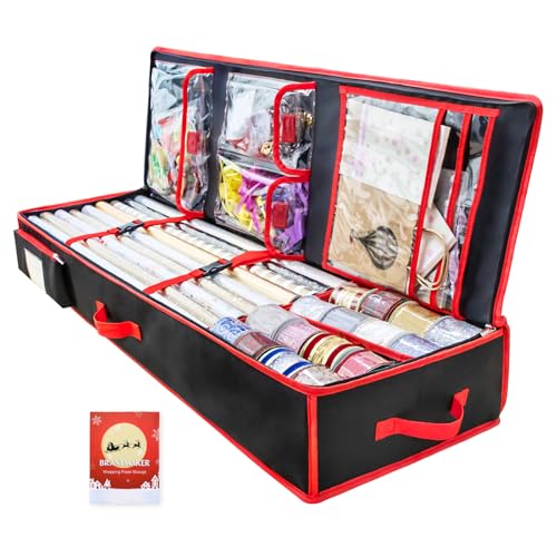 BRANTMAKER Geschenkpapier Aufbewahrungstasche Organizer (40,5 x 14 x 6 in) mit Oxford-Gewebe für Christmas Geburtstag Geschenkpapierrollen Zubehör (Faserstäbe frei) von BRANTMAKER