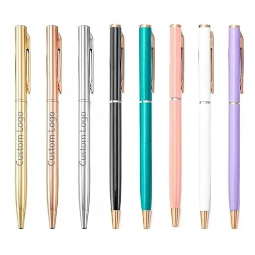BRART 20–200 Stifte, schlank, Metall-Kugelschreiber, Roségold, individuelles Logo, Werbeschriftung, gravierter Name, Schule, Bürobedarf, Geschenke (MixRose Stift, 50 Stück) von BRART