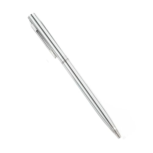 BRART 20–200 Stifte, schlank, Metall-Kugelschreiber, Roségold, individuelles Logo, Werbeschriftung, gravierter Name, Schule, Bürobedarf, Geschenke (glänzendes Silber, 200 Stück) von BRART