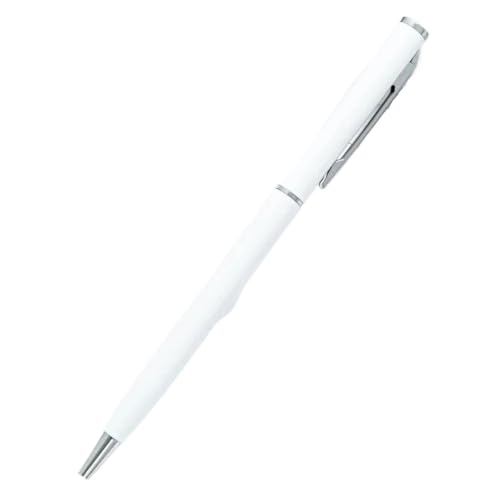 BRART 20–200 Stifte, schlank, Metall-Kugelschreiber, Roségold, individuelles Logo, Werbeschriftung, gravierter Name, Schule, Bürobedarf, Geschenke (weiß, 200 Stück) von BRART