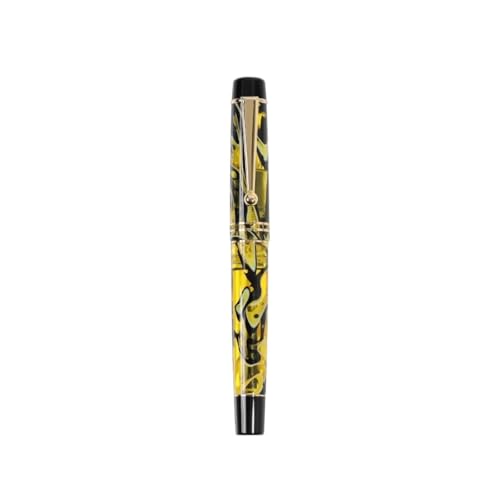 BRART Acryl-Füllfederhalter, Tinte, Iridium, 0,5 mm lang, Messerspitze, Schreiben, Geschenk für Büro, Zuhause, Schule (gelb, handpoliert, F) von BRART