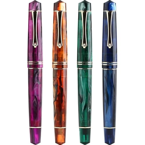 BRART Füllfederhalter aus Kunstharz, bunt, goldener Clip, 0,5 mm, F-Spitze, Schreibwaren, Schreibwaren, Schreibwaren, Geschenkstifte (4 Stück) von BRART