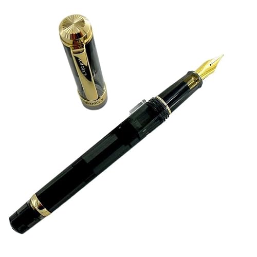 BRART Füllfederhalter mit Kolbenfüllung, silberfarbener, harter, glatter/goldener, weicher, elastischer Feder zum Schreiben, Büro, Geschäftsgeschenk (11) von BRART