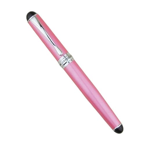 BRART Metall-Füllfederhalter im klassischen Stil, silberfarbener Clip, 0,5 mm Spitze, Stahltinte, Stifte als Geschenk, Bürobedarf, Schulbedarf (Rosa) von BRART