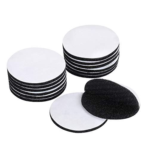 BRAVESHINE 16 Paar Klettband Selbstklebend Extra Stark, 50mm Klett Rund Selbstklebend Klettverschluss, Klebe Klettpunkte Schwarz von BRAVESHINE