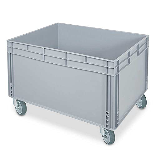 Stapelbehälter mit 2 Griffleisten und 4 Rollen, LxBxH 800 x 600 x 545 mm, grau Stapelbehälter mit 2 Griffleisten und 4 Rollen, LxBxH 800 x 600 x 545 mm, grau von BRB