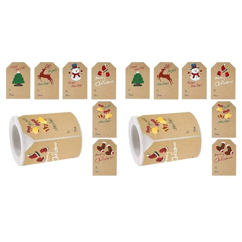 BRCUAT 2X Weihnachtsetiketten-Aufkleber, Weihnachtsgeschenketiketten-Aufkleber, 250 Stück/Rolle, Weihnachtsgeschenketiketten, Urlaubsgeschenk-Aufkleber, 6 Stile von BRCUAT