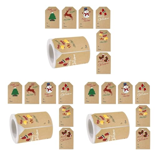 BRCUAT 3X Weihnachtsetiketten-Aufkleber, Weihnachtsgeschenketiketten-Aufkleber, 250 Stück/Rolle, Weihnachtsgeschenketiketten, Urlaubsgeschenk-Aufkleber, 6 Stile BRCUAT 3X Weihnachtsetiketten-Aufkleber, Weihnachtsgeschenketiketten-Aufkleber, 250 Stück/Rolle, Weihnachtsgeschenketiketten, Urlaubsgeschenk-Aufkleber, 6 Stile von BRCUAT
