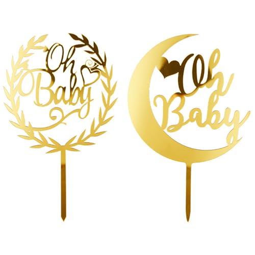 2 Stück goldene Kuchendekorationen für Babys, elegante Geburtstagsdekorationen, Kinderparty-Backdekoration für Geburtstage, Hochzeiten oder Valentinstagsfeiern 2 Stück goldene Kuchendekorationen für Babys, elegante Geburtstagsdekorationen, Kinderparty-Backdekoration für Geburtstage, Hochzeiten oder Valentinstagsfeiern von BRDTKUGV