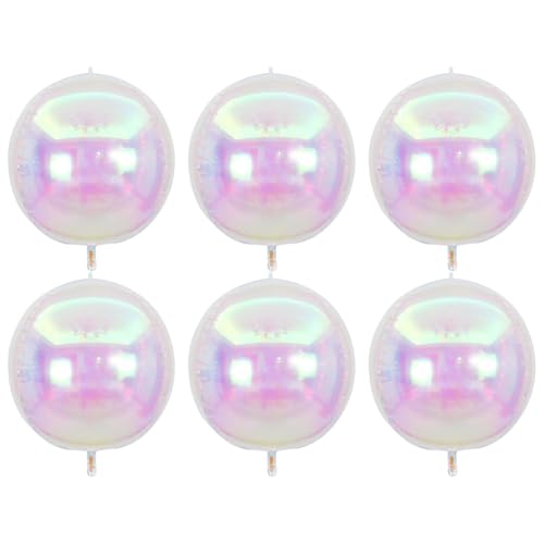 6 Stück schillernde runde Folienballons, Regenbogen-Kugelballons, klarer Ballballballon, großer holografischer runder Folienballballballballballon, für Geburtstag, Hochzeit, Tanz, Party-Dekoration 6 Stück schillernde runde Folienballons, Regenbogen-Kugelballons, klarer Ballballballon, großer holografischer runder Folienballballballballballon, für Geburtstag, Hochzeit, Tanz, Party-Dekoration von BRDTKUGV