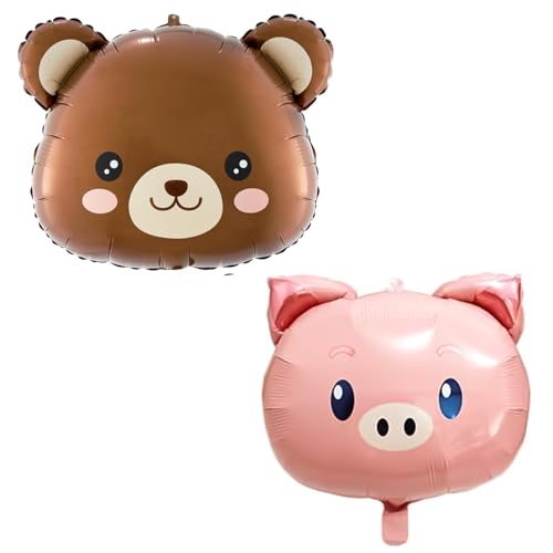 Niedliche Bauernhoftier-Ballon-Set, Teddybär- und Ferkel-Ballons für Babyparty-Dekorationen, Tier-Geburtstagsparty, Dschungel-Mottoparty-Zubehör und Geburtstagsdekorationszubehör, 2 Stück Niedliche Bauernhoftier-Ballon-Set, Teddybär- und Ferkel-Ballons für Babyparty-Dekorationen, Tier-Geburtstagsparty, Dschungel-Mottoparty-Zubehör und Geburtstagsdekorationszubehör, 2 Stück von BRDTKUGV