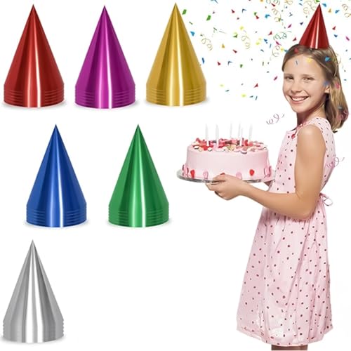 Partyhüte, funkelnde Dreiecke, Papierkegel, bunte Metallfolie, Papierkrone, Geburtstagsdekoration, Hüte, für Kinder und Erwachsene, Party-Dekoration, Foto-Requisiten, 6 Farben, 24 Stück Partyhüte, funkelnde Dreiecke, Papierkegel, bunte Metallfolie, Papierkrone, Geburtstagsdekoration, Hüte, für Kinder und Erwachsene, Party-Dekoration, Foto-Requisiten, 6 Farben, 24 Stück von BRDTKUGV