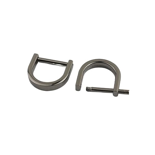 2 Stück abnehmbare D-Ringe aus Metall mit offener Schraube Dee-Schnalle Schäkelverschluss for Lederhandwerk, Taschengurt, Gürtelschnalle, Griff, Schultergurt ( Color : Gun black , Size : ID 32mm ) von BREAKA