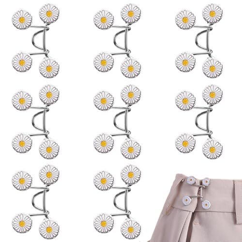 BREANIFULL 8 Sets Hosenbund Enger Machen Einstellbar KnöPfe Waist Clips Waist Pins Verstellbaren Taillenschnallen Knopf FüR Kleidung Hosen Jean Knopfnadeln FüR Hosen Jeans Damen Rock(Silber) von BREANIFULL