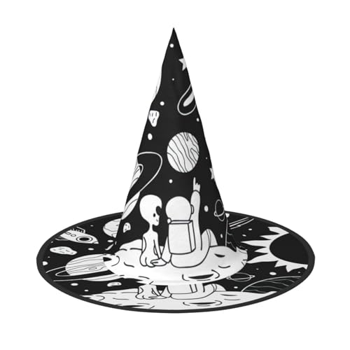 BREAUX Astronauten Druck Halloween Hexe und Zauberer Hut Hexenkostüm für Themendekoration Halloween Party von BREAUX