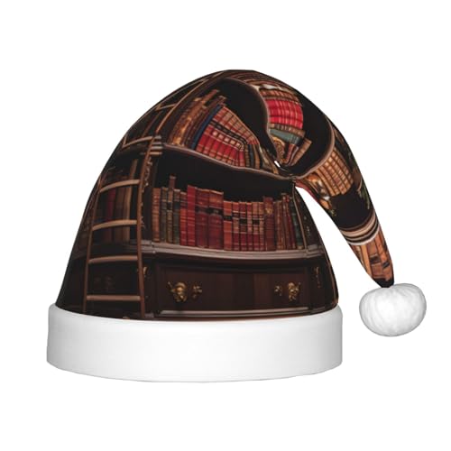 BREAUX Bibliotheks-Bücherregal-Druck, Weihnachtsmütze, Weihnachtsmütze, Weihnachten, Neujahr, festliches Partyzubehör BREAUX Bibliotheks-Bücherregal-Druck, Weihnachtsmütze, Weihnachtsmütze, Weihnachten, Neujahr, festliches Partyzubehör von BREAUX