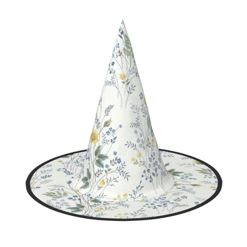 BREAUX Blaues Blumenmuster, Rosen, Druck, Halloween, Hexe und Zaubererhut, Hexenkostüm für Themendekoration, Halloween-Party von BREAUX