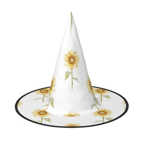 BREAUX Blühender Sonnenblumen-Druck, Halloween-Hexen- und Zaubererhut, Hexenkostüm für Themendekoration, Halloween-Party von BREAUX