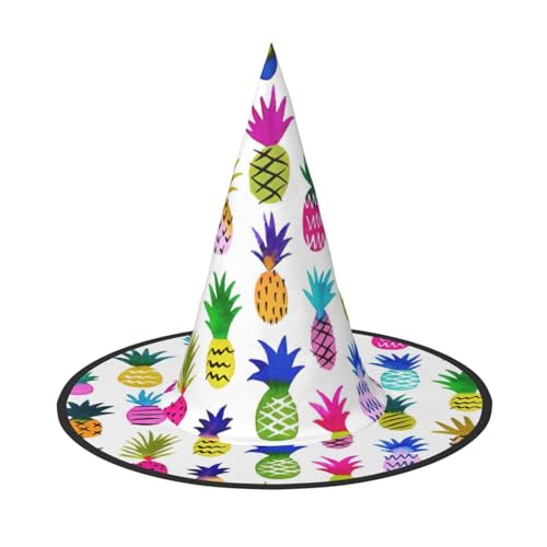 BREAUX Buntes Ananas-Druck, Halloween-Hexen- und Zaubererhut, Hexenkostüm für Themendekoration, Halloween-Party von BREAUX