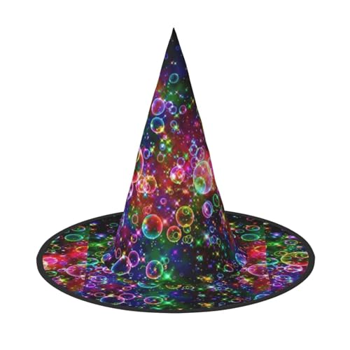 BREAUX Buntes Regenbogen-Stern-Druck, Halloween-Hexen- und Zaubererhut, Hexenkostüm für Themendekoration, Halloween-Party von BREAUX