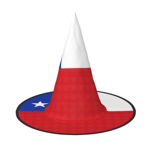BREAUX Flagge von Chile Druck Halloween Hexe und Zauberer Hut Hexenkostüm für Themendekoration Halloween Party von BREAUX