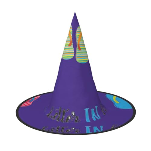 BREAUX Flip Flops Kalligraphie Strandschuhe Druck Halloween Hexe und Zauberer Hut Hexenkostüm für Themendekoration Halloween Party von BREAUX