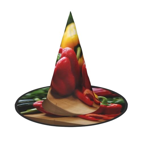 BREAUX Frisches Obst und Gemüse Druck Halloween Hexe und Zauberer Hut Hexenkostüm für Themendekoration Halloween Party von BREAUX