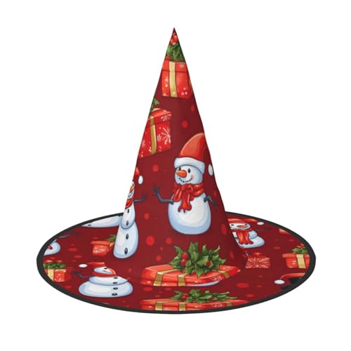 BREAUX Frohe Weihnachten Niedlicher Schneemann Druck Halloween Hexe und Zauberer Hut Hexenkostüm für Themendekoration Halloween Party von BREAUX