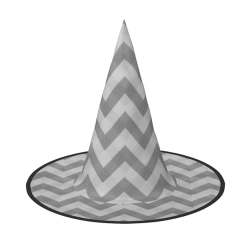 BREAUX Grauer Wellen-Streifen-Druck, Halloween-Hexen- und Zaubererhut, Hexenkostüm für Themendekoration, Halloween-Party von BREAUX