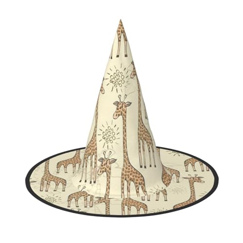BREAUX Handgezeichneter Giraffen-Druck, Halloween-Hexe und Zaubererhut, Hexenkostüm für Themendekoration, Halloween-Party von BREAUX